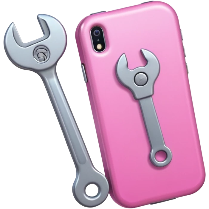 pink girly cellphone with a cute wrench emoji