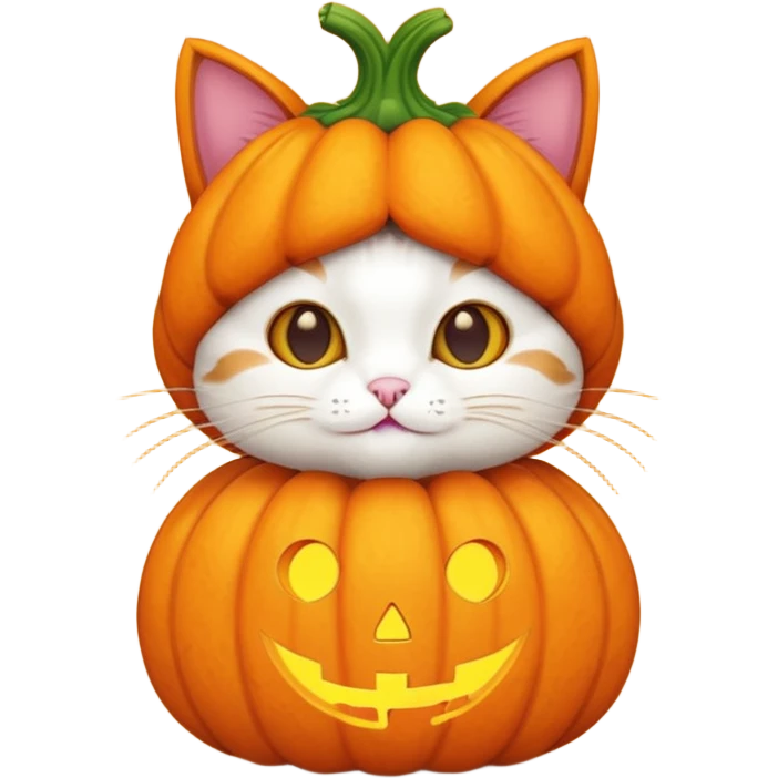Cute cat in a pumpkin costume  emoji