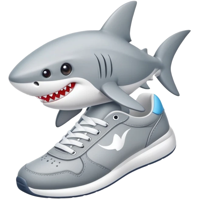Cute mini shark with sneakers  emoji