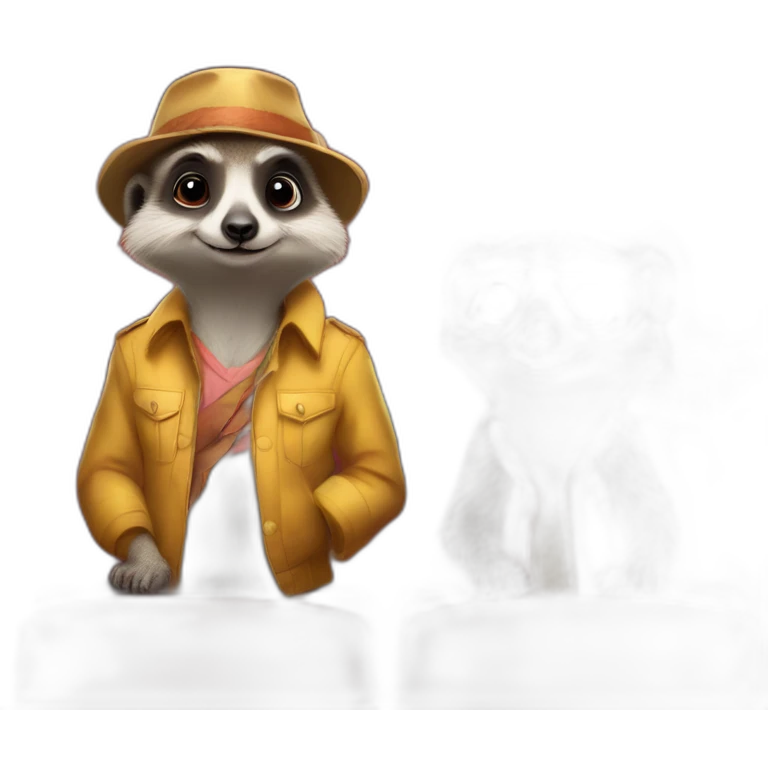 Two meerkats and a wombat at the cinema in clothes emoji