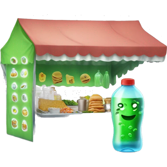 bacteria in bottle and food stall emoji