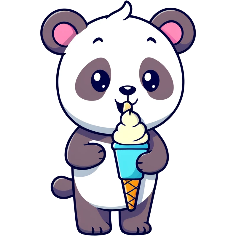 Panda eating ice cream emoji