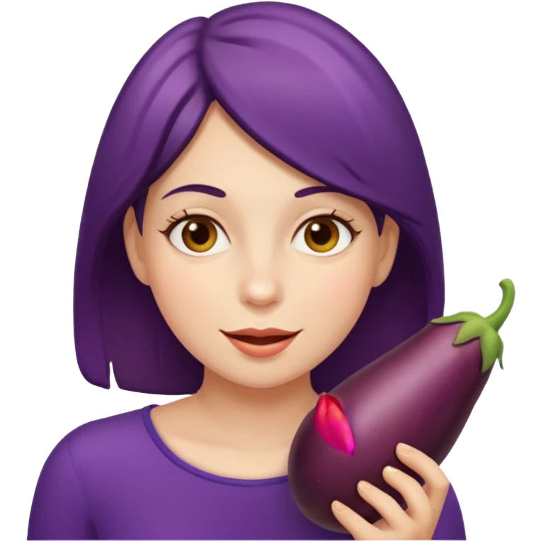 Female eating eggplant emoji