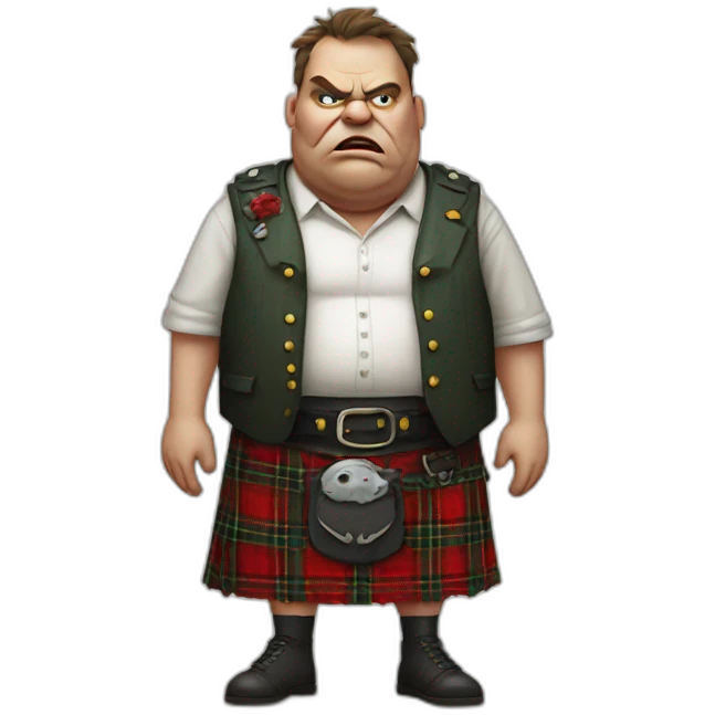 fat zombie wearing a kilt hyperrealistic emoji