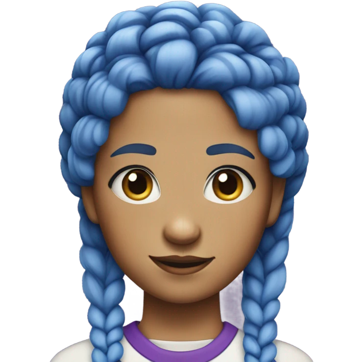 Blue haired girl with two braids and purple eyes emoji