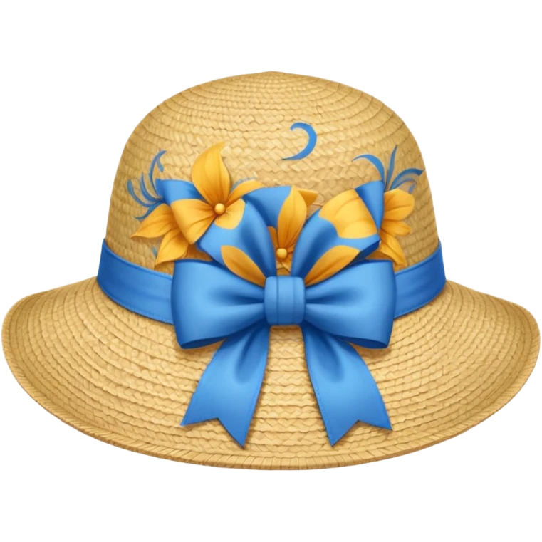 sun hat with a blue bow emoji