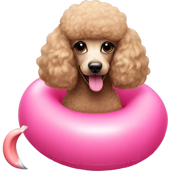 Poodle with flamingo pool float emoji