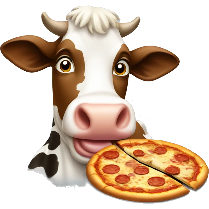 Cow whit hay eating pizza emoji