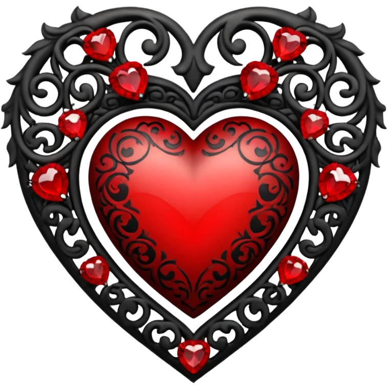 goth heart with red gems and black filigree emoji