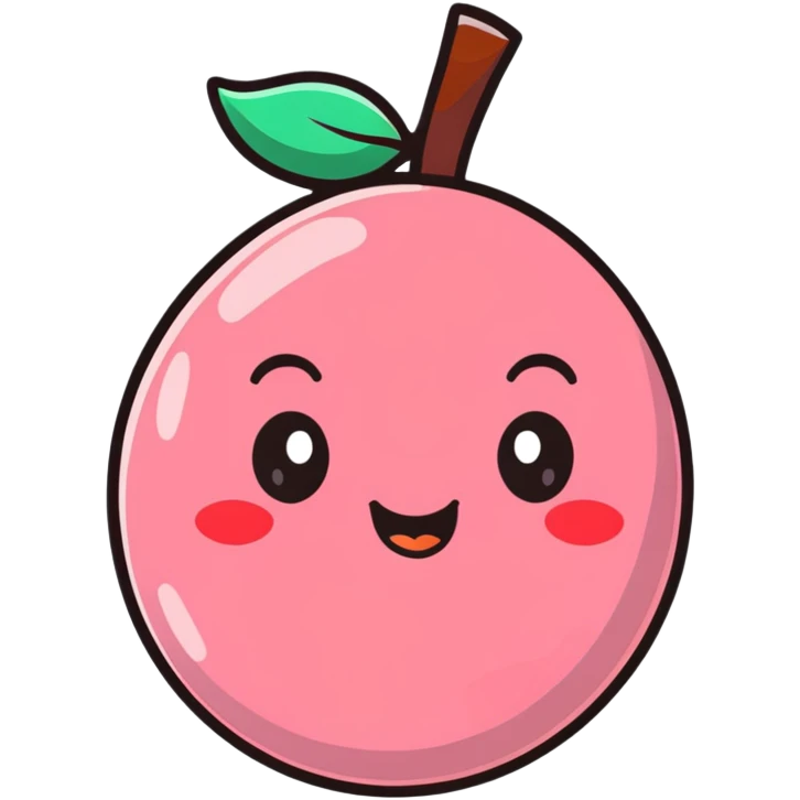cute lychee fruit character with happy face emoji