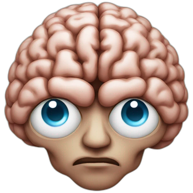 Brain with eyes praying emoji