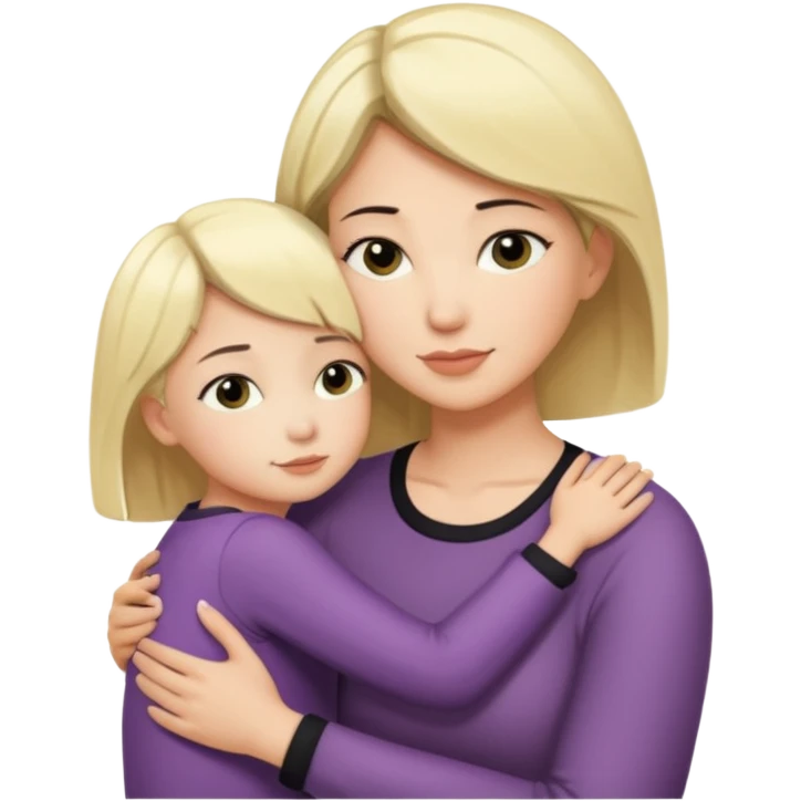 Love of short black haired mother for blonde daughter  emoji