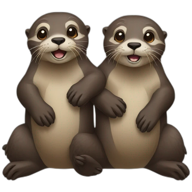 two-otters-holding-paws emoji