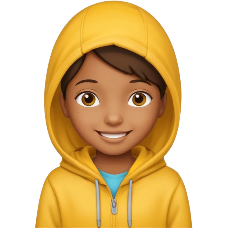 brown girl kid in yellow hoodie emoji