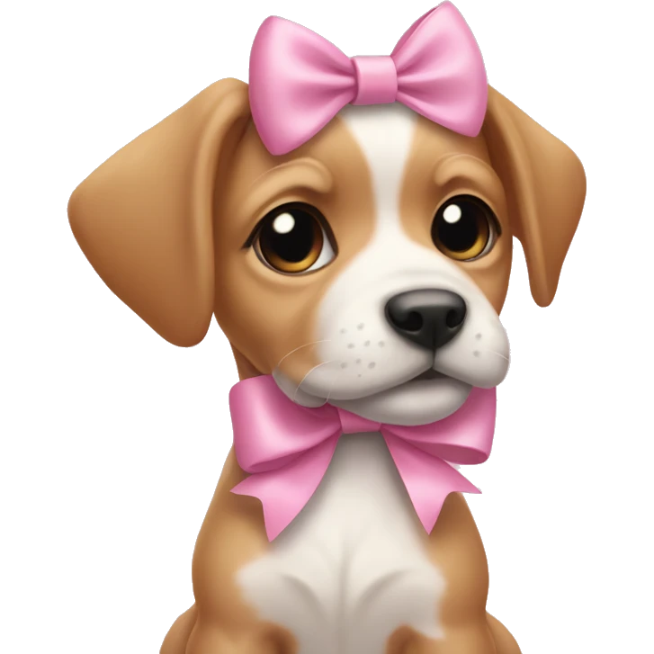 Pink bow on a puppy emoji