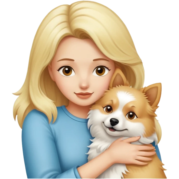 blonde hugs a one spitz dog emoji