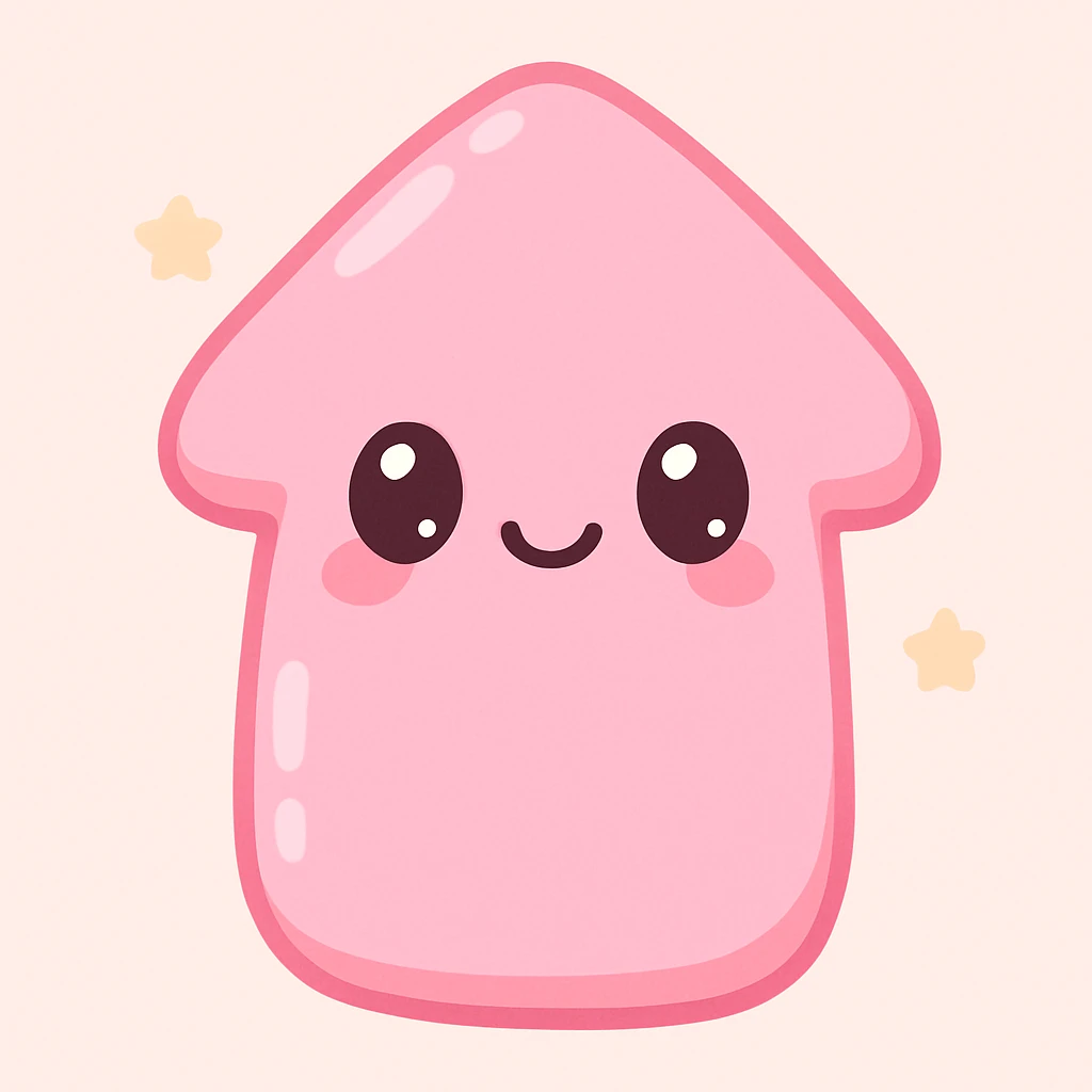 cute pink bubbly arrow, chubby and inflated look, kawaii style, no text emoji