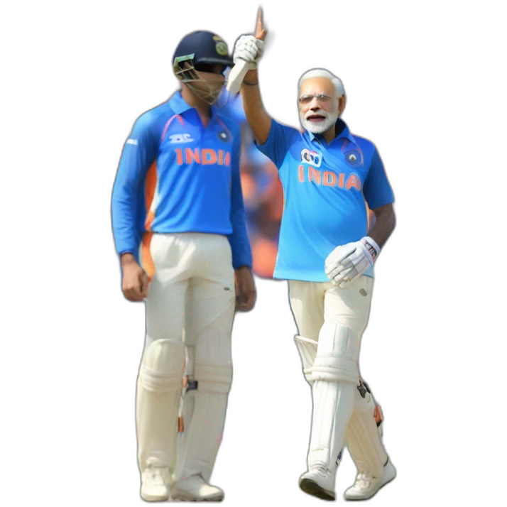 narendra modi in blue indian cricket team jersey doing cristiano ronaldo's celebration 'siuuu' emoji