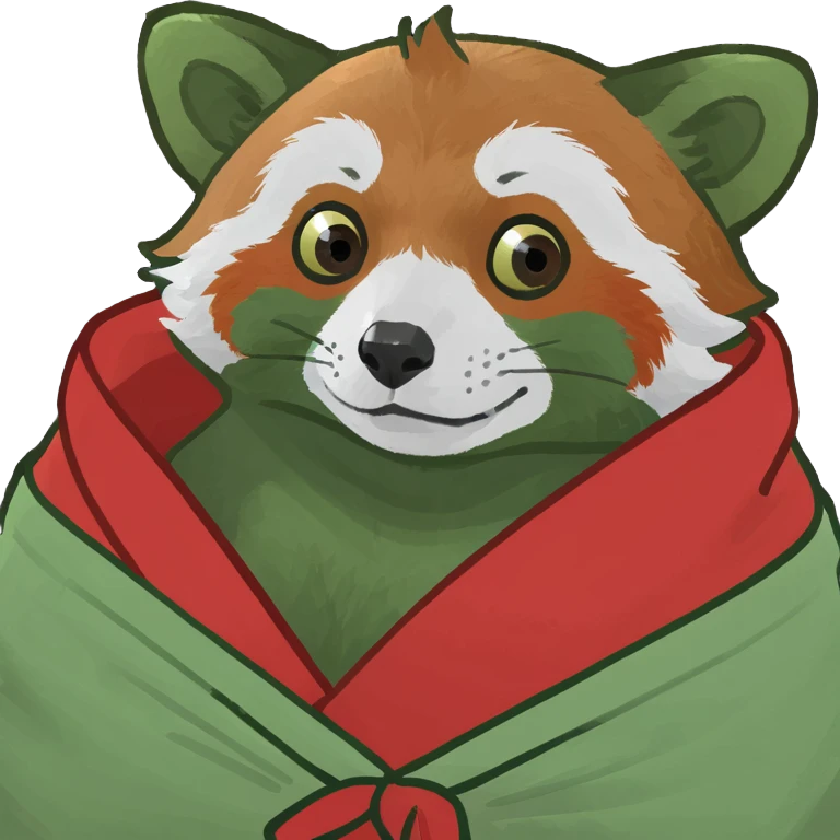 Red panda in a swaddle emoji