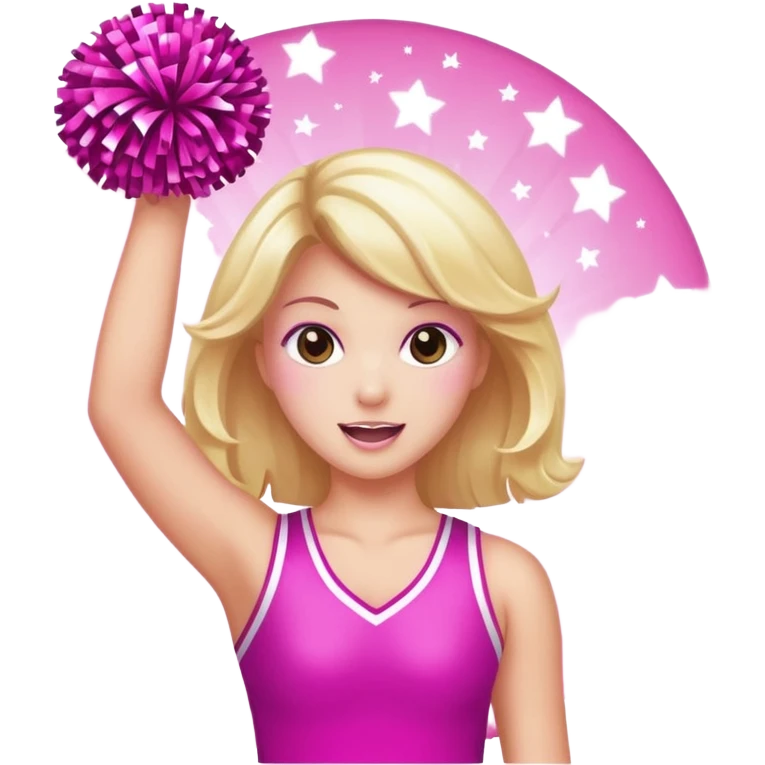 football cheerleader, holding a cheering pom, pink and twinkle emoji