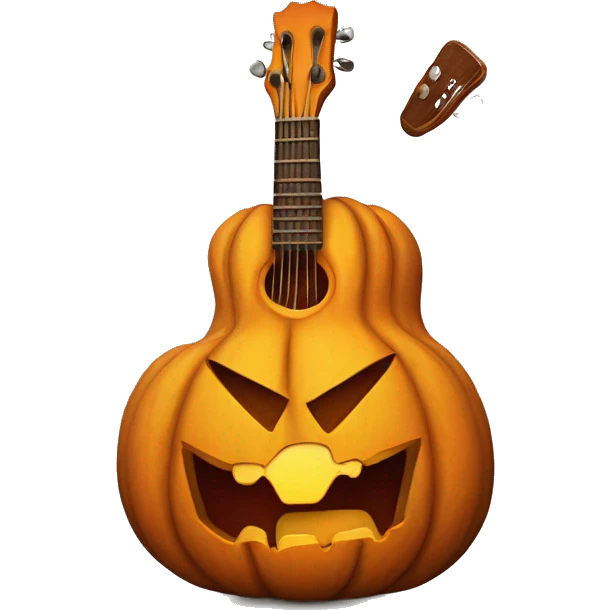 Jack o lantern holding a guitar with it’s tongue out emoji