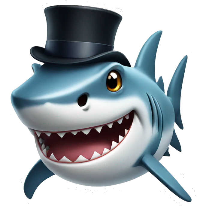 Shark with a top hat emoji