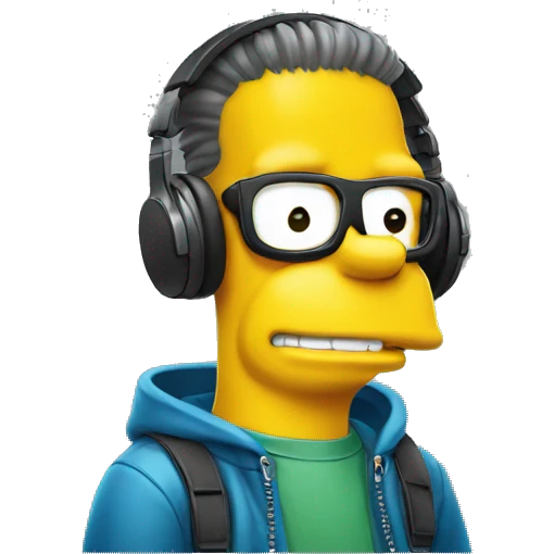 bart simpson is happy, listens to music emoji