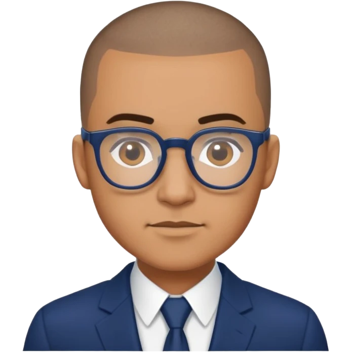 Buzz cut Latino with glasses and dark blue suit  emoji