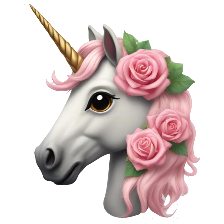 Realistic unicorn with roses in its mane emoji