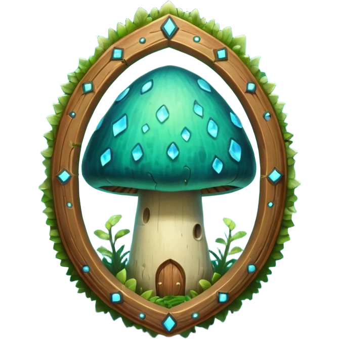 magical mushroom shield object icon, shield crafted from mushroom bark, glowing spores, fantasy forest design, soft green-blue aura, 3D cartoon, mobile game icon style, centered, clean background, no text, no watermark
 
 emoji