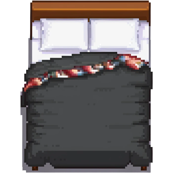 A comfortable bed with pillows and blanket emoji