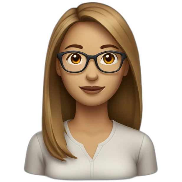 woman with straight light brown hair and glasses emoji