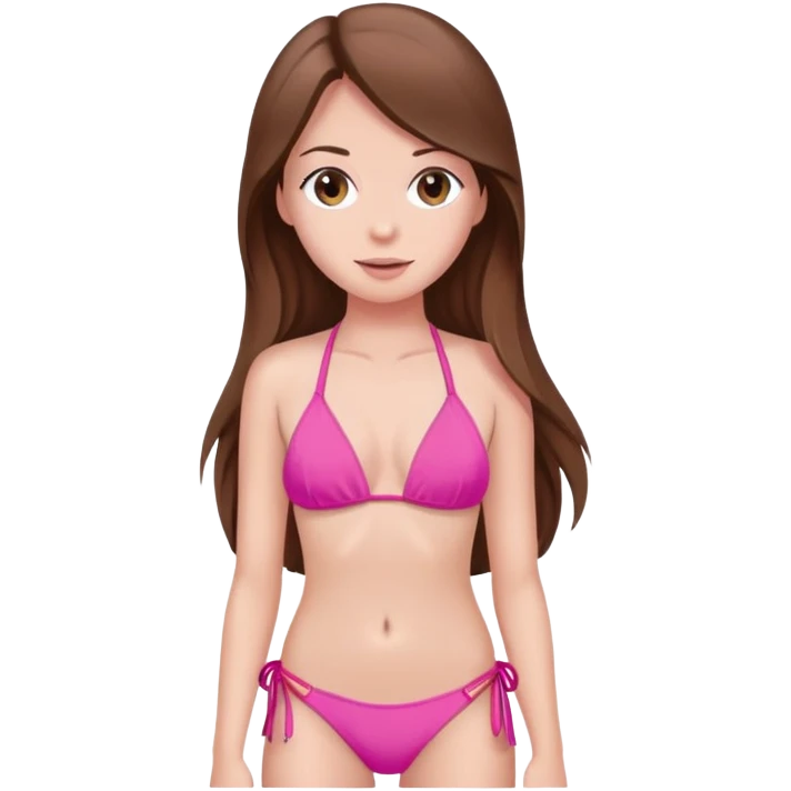 Girl with long brown hair and pink bikini swimsuit emoji