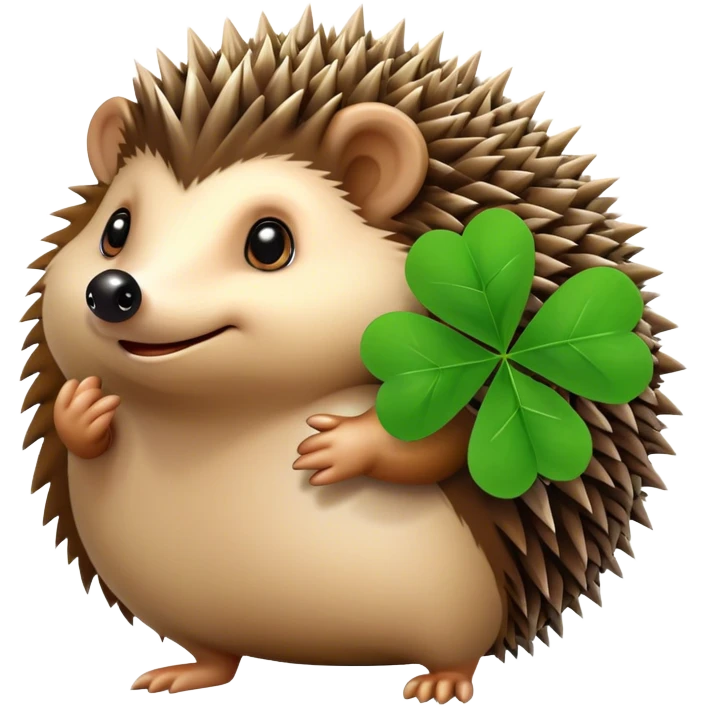 Hedgehog holding clover emoji