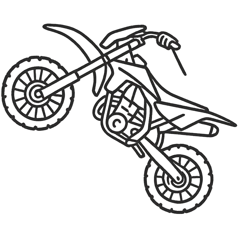 hand-drawn outlined icon of a supermotard motorcycle doing a wheelie emoji