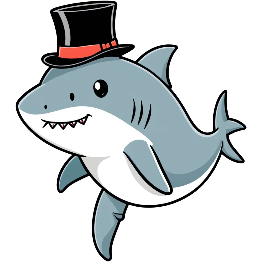 Shark with a top hat emoji