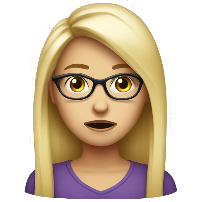really confused and offended looking blonde girl with glasses emoji
