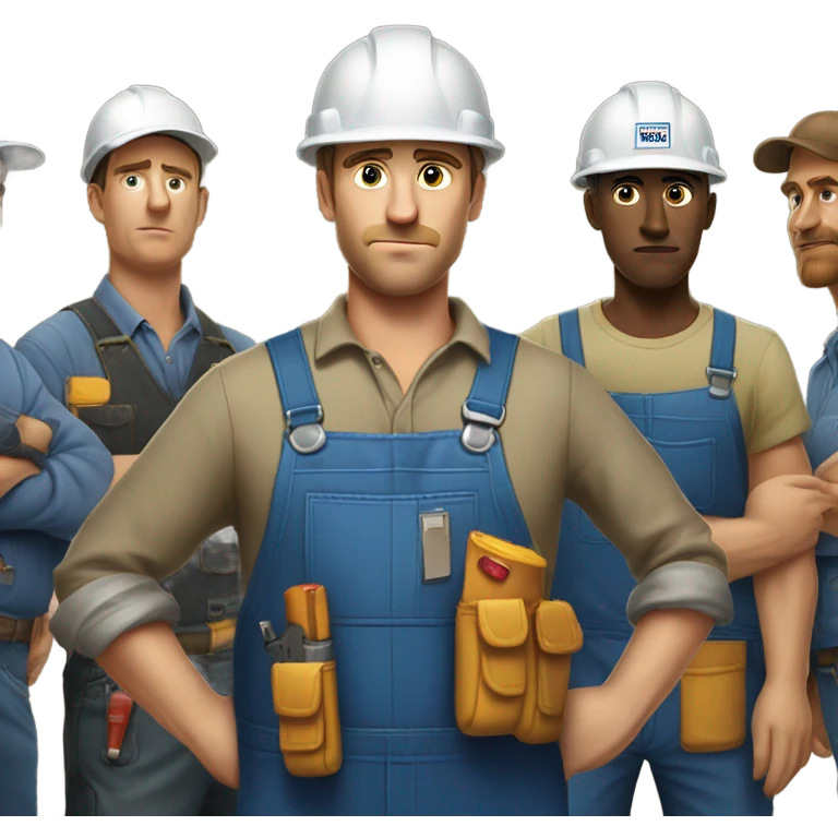 blue collar workers photorealistic serious emoji