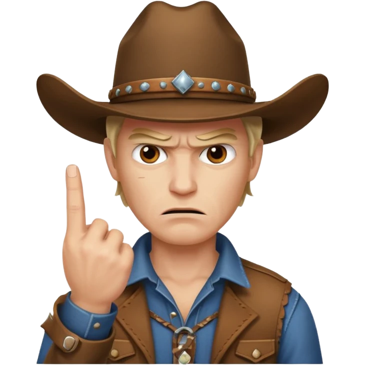 angry cowboy giving the middle finger emoji