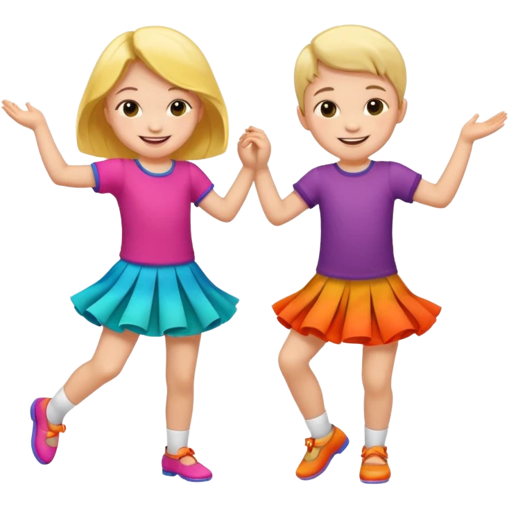 Two little children dancing. emoji