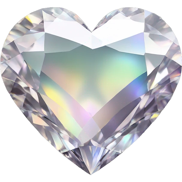 Heart shaped 56-carat iridescent diamond emoji