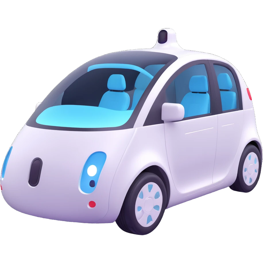 autonomous car with a visible AI agent inside emoji