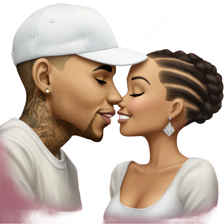Hyper Realistic Chris Brown  Karruche Tran romantic photo  emoji