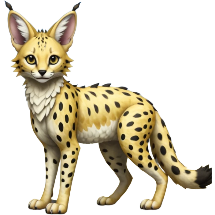 Epic scaled scaley complex detailed realistic aesthetic-scenic-Fakémon-Trico-Sergal-Serval-Vernid-creature emoji