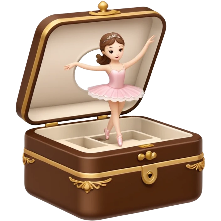 brown open music box with dancing ballerina emoji