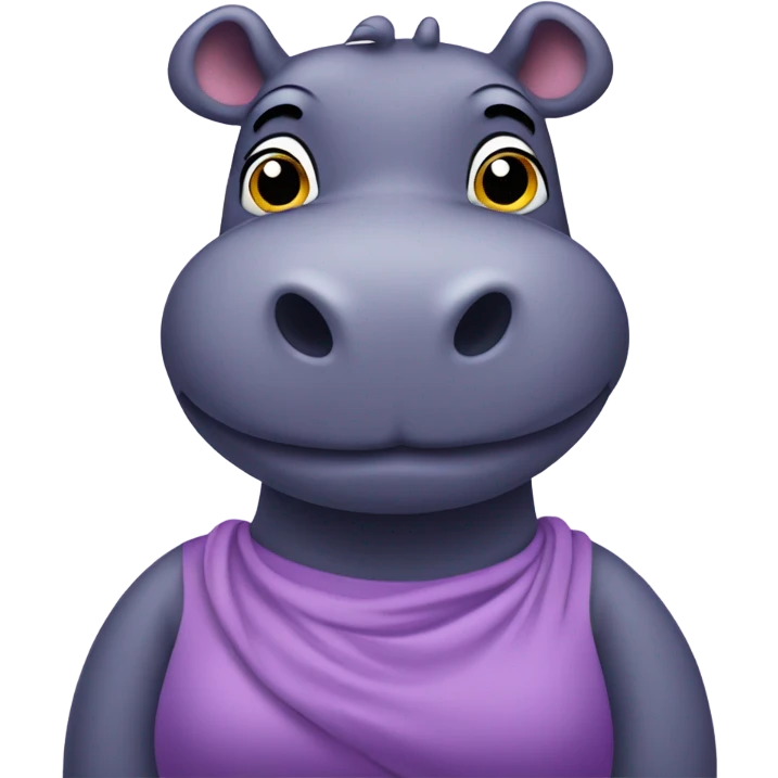 purple hippopotamus in a waist-length dress emoji
