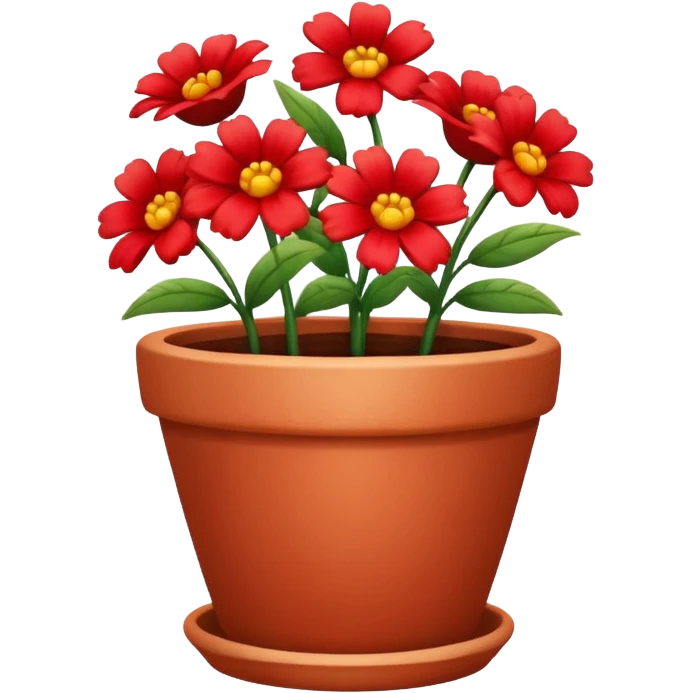 flower pot with red flowers emoji