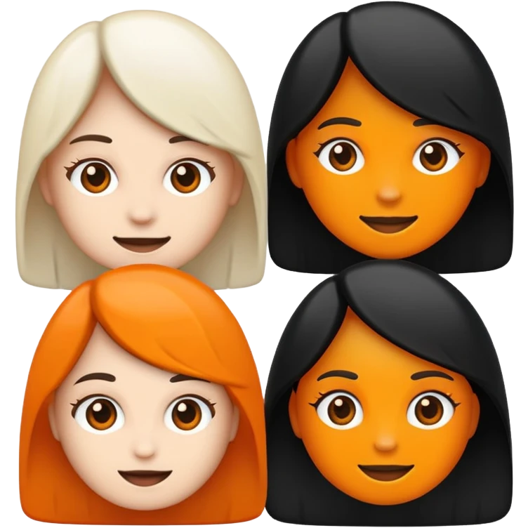 Please create an emoji with the text "Hey, girls" . Main colors: black, white, orange emoji