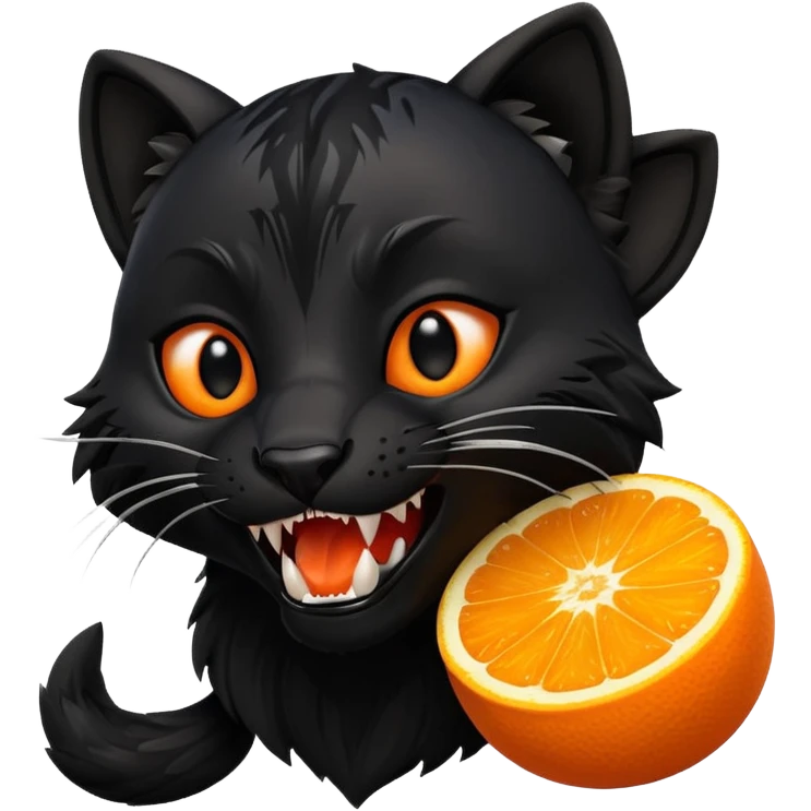 A black panther biting a orange fox emoji