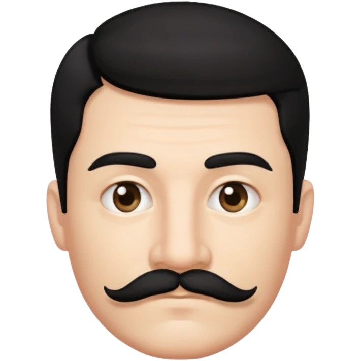Black hair combed to the right side and rectangular mustache centered under nose  emoji
